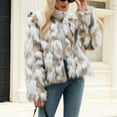 thumbnail image 4 of ZACPNCV Women's Winter Faux Fur Coats Fluffy Jacket Long Sleeve Lapel Shaggy Warm Outerwear with Pockets, 4 of 7