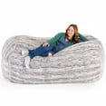 thumbnail image 4 of Jaxx Grand Lounger 7 Foot Bean Bag Sofa For Adults - Luxe Faux Fur Silver Fox, 4 of 5