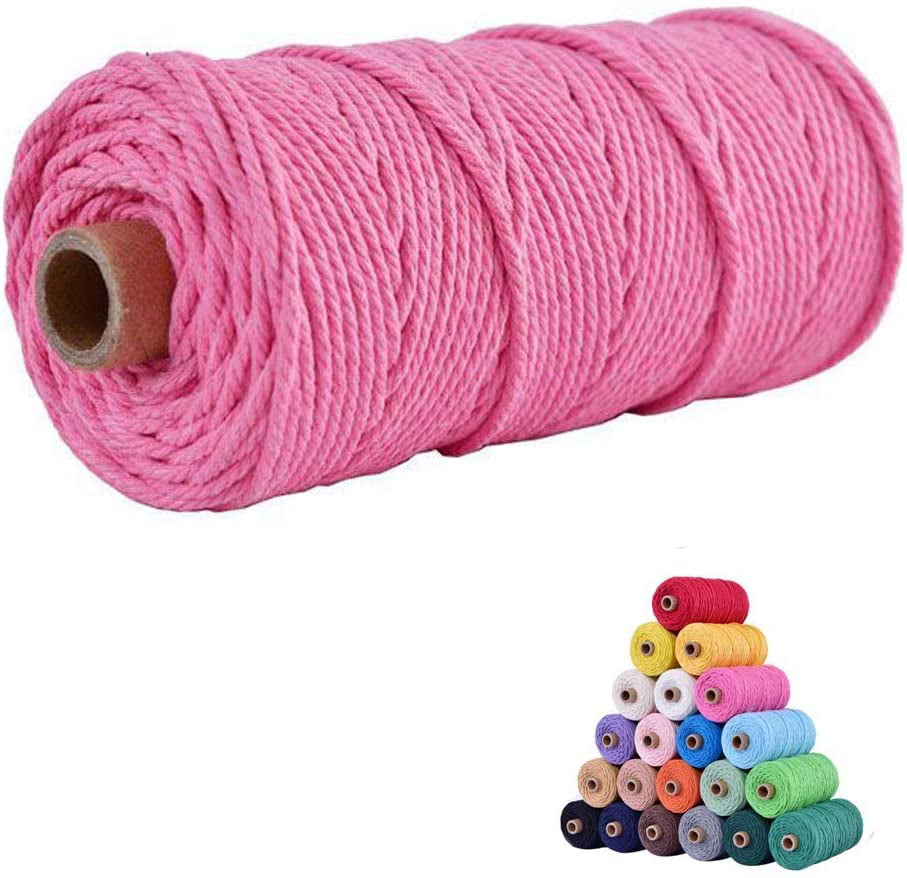 FLIPPED 100% Natural Macrame Cord,3mm x220 Yards Cotton Macrame Cords  Colored Cotton Macrame Rope Craft Cord for DIY Crafts Knitting Plant  Hangers