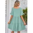 thumbnail image 5 of Womens Summer Dresses 2024 Swing V Neck Short Sleeve Midi Dress with Packet Fashion Casual Fit Elegant Vacation Sundress (Light Green,XX-Large), 5 of 5