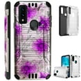 thumbnail image 1 of Compatible with AT&T Maestro 3 Brushed Metal Texture Hybrid Silver Guard Phone Case Cover (Watercolor Purple Flower), 1 of 2