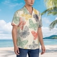 thumbnail image 2 of Lsque Butterfly pattern Hawaiian Shirt for Men, Unisex Summer Beach Casual Short Sleeve Button Down Shirts-Small, 2 of 9