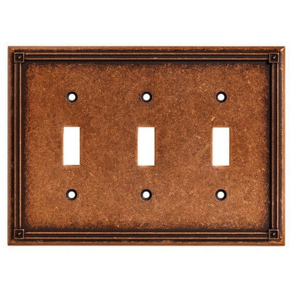 Brainerd 135772 Ruston Sponged Copper Triple Switch Wall Plate Cover