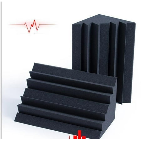 12 PACK Black Acoustic Foam Bass Trap Studio Home Soundproofing Corner Wall Tiles 4.6 in X 4.6 in X (Best Soundproofing For Walls)