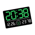 thumbnail image 3 of Reloj de pared digital con alarma dual, visualización de mes, día y semana, pantalla grande, temperatura Verde, 3 of 9