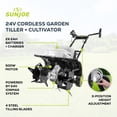 thumbnail image 4 of Open Box Sun Joe 48V Cordless Garden Tiller and Soil Cultivator, Battery Powered Tool, 14"W x 7"D, 4 of 7