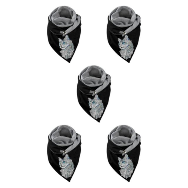 Guardoinrt Écharpes Écharpe Style Rétro Décontracté Enveloppe de Tête Chaude Coton Foulard Chat 175CM 5Set