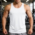 thumbnail image 3 of Men's U-Neck Tank Top for Fitness and Bodybuilding, Solid Color Blank Sleeveless Vest for Summer Training, Workout Base Layer Gym T-Shirt White 2XL, 3 of 8