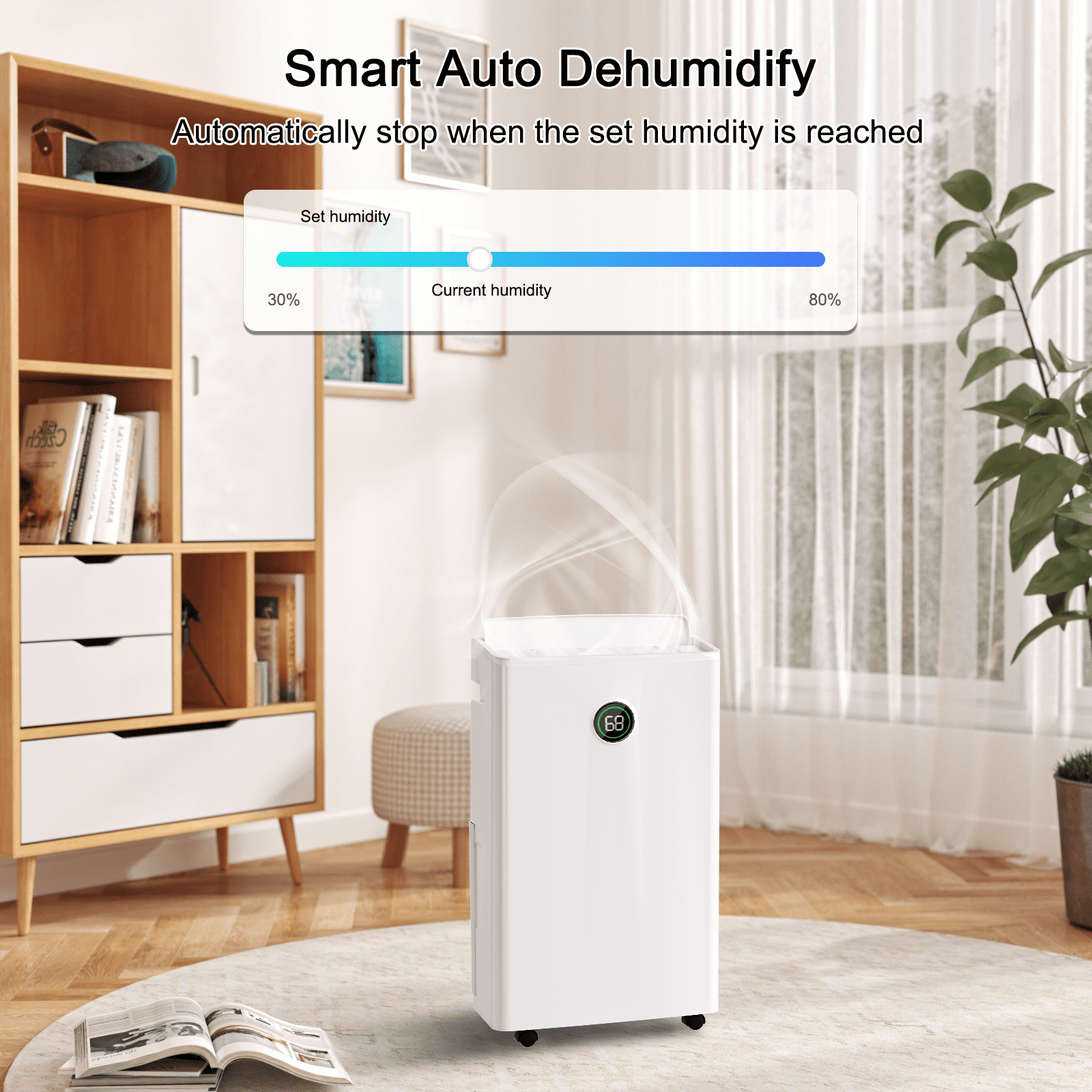 Rocyis 22 Pint Max Dehumidifier for Home with a 1.45 gallon(5.5 L) Water Tank, Auto Drain or Manual Drainage, 500 sq. ft. for Basements & Large Room (MAX 80Pint at 95°F, 90%RH)