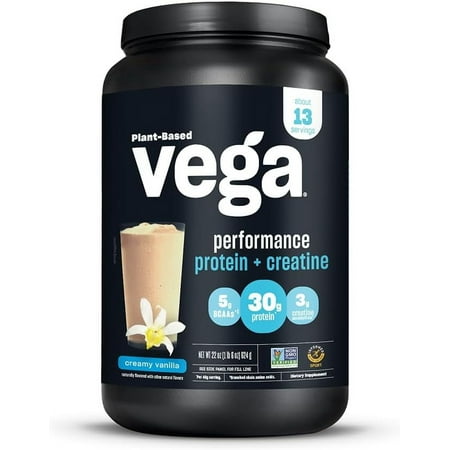 Vega Protein Powder + Creatine Monohydrate, Vanilla, 13 Servings, 22oz