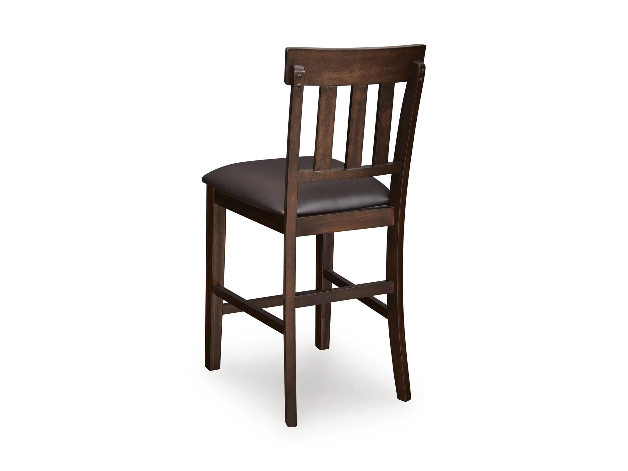 Signature Design by Ashley Haddigan Upholstered Bar Stool Set (2), Dark Brown, Counter Height Chairs with Faux Leather Seat and Wood Frame