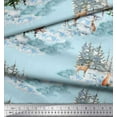 thumbnail image 2 of Pomme Vert Poly Georgette Tissu Animaux & Pin Imprimé Tissu 1 Yard 42 Pouces de Large, 2 of 5