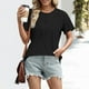 thumbnail image 5 of Blusas para mujer,Camisa informal de manga corta holgada para mujer, cuello redondo, tejido de poliéster, ideal para uso diario en primavera y verano, sopatenor, 5 of 9