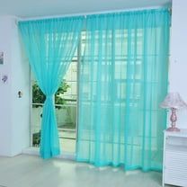 Colorful Sheer Curtains for Windows - 79x31 Inch Voile Door Curtain Panels Set of 2 | Light Filtering Translucent Window Drapes for Living Room