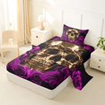 thumbnail image 2 of Castle Fairy Gothic Gold Skull Twin Sheets 3pcs,Romantic Floral Rose Bedding,Gold Violet Black,1 Fitted Sheet,1 Flat Sheet and 1 Pillowcase, 2 of 6
