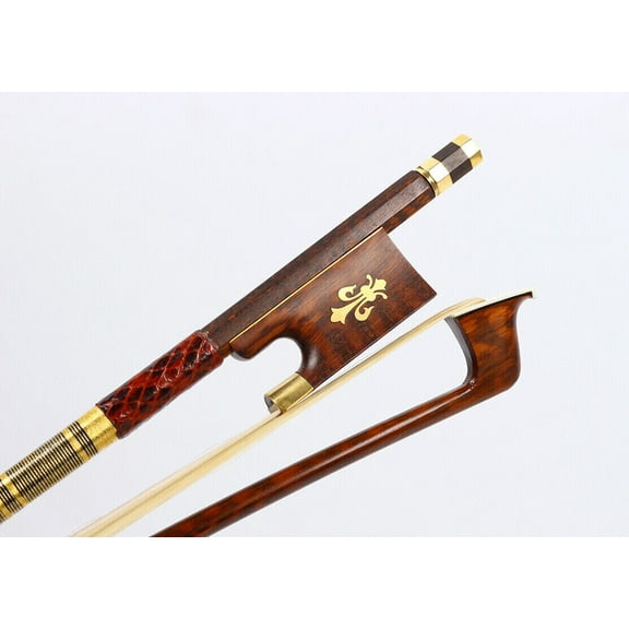 Siemonic 4/4 Violin Bow Snakewood Natural Horsehair Gold Poplar Blossom Inlay FullSize