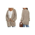 thumbnail image 3 of Womens Oversized Cardigan Soft Knit Cardigan Sweater with Pockets Khaki XL, 3 of 6