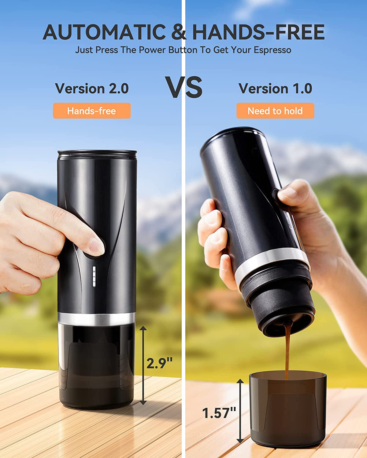 CERA+ Portable Mini Espresso Machine 12V/24V Rechargeable Car Coffee Maker  with Self-Heating 20 Bar Pressure Compatible with NS Pods & Ground  Coffee for Travel Camping Office Hom 