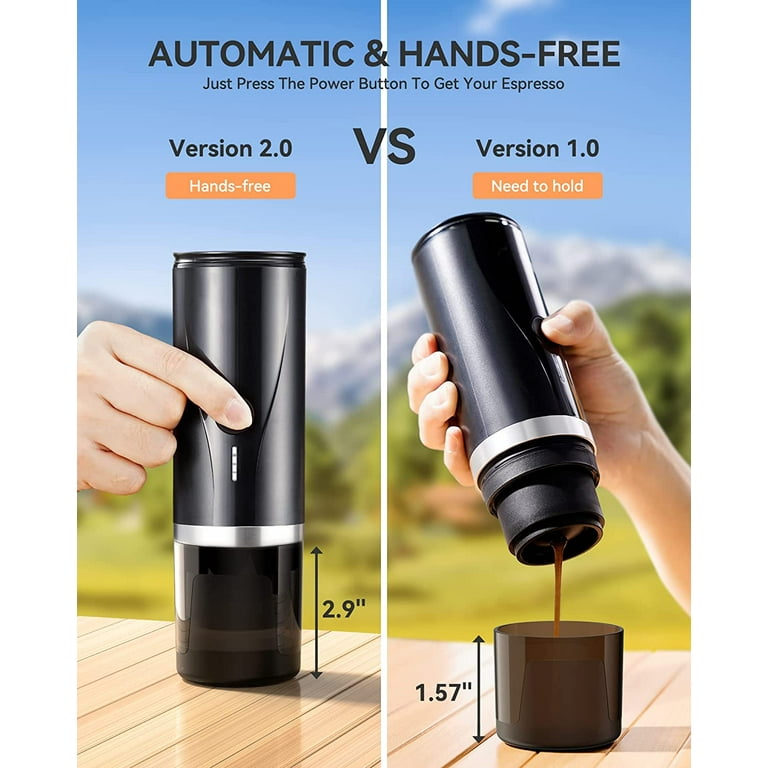 KreeySant Portable Coffee Maker, 12V/24V/110V Electric Expresso Machine,  3-In-1 Travel Espresso Maker Compatible with Ground Coffee, Car Coffee Maker  For Travel, Camping, Home, Office 