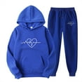 thumbnail image 2 of Feancey Limited Time Deals of The Day Jogger Sets for Women 2 Piece Hoodie Sweatsuits Valentines Day Heart Print Lounge Set Teen Girl Y2K Tracksuits 2025 Trendy Jogging Suits Blue M, 2 of 3