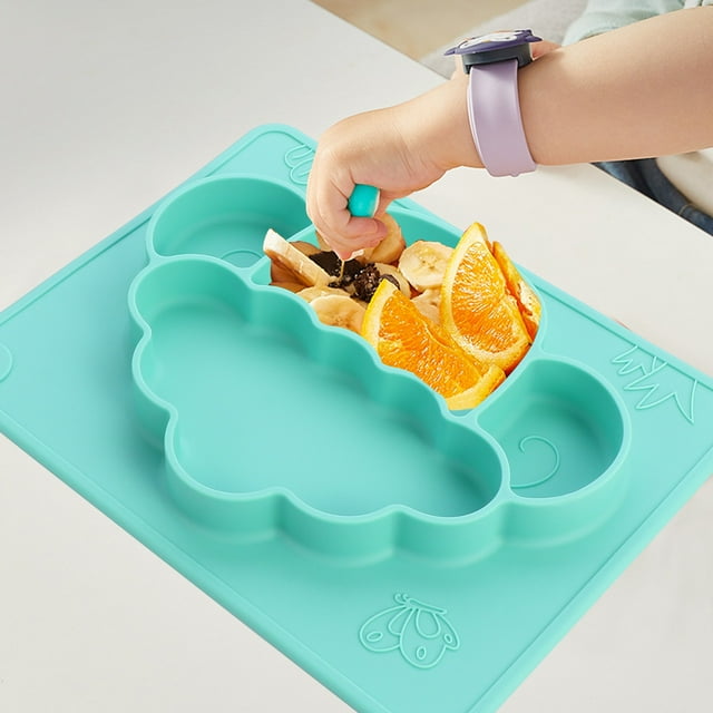unbranded 1Pcs Toddler Suction Plates Silicone Green Non Breakable Tableware