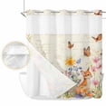 thumbnail image 2 of Spring Vintage Floral No Hook Shower Curtain Waterproof, Bathroom Curtains with Snap in Liners and See Through Top Window, Summer Botanical Butterfly Hotel Style Bathtub Curtains Shower 66"Wx72"L, 2 of 8
