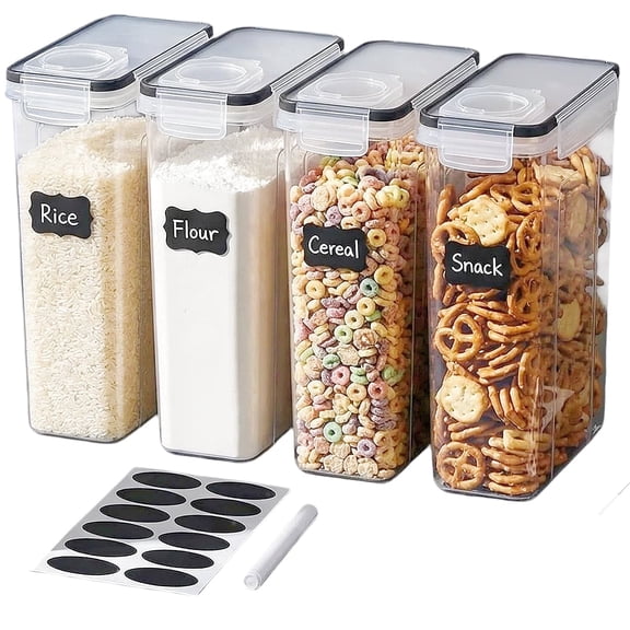 4Pack 135oz Extra  Large Airtight Cereal Food Storage Containers 135OZ | BPA-Free Plastic Container for Pantry Organization And Canister for Grain,  Flour And Rice, Kitchen Organizers And Storage