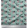 thumbnail image 1 of Soimoi Rayon Crepe Fabric Bow & Boston Terrier Dog Decor Fabric Printed Yard 46 Inch Wide, 1 of 1