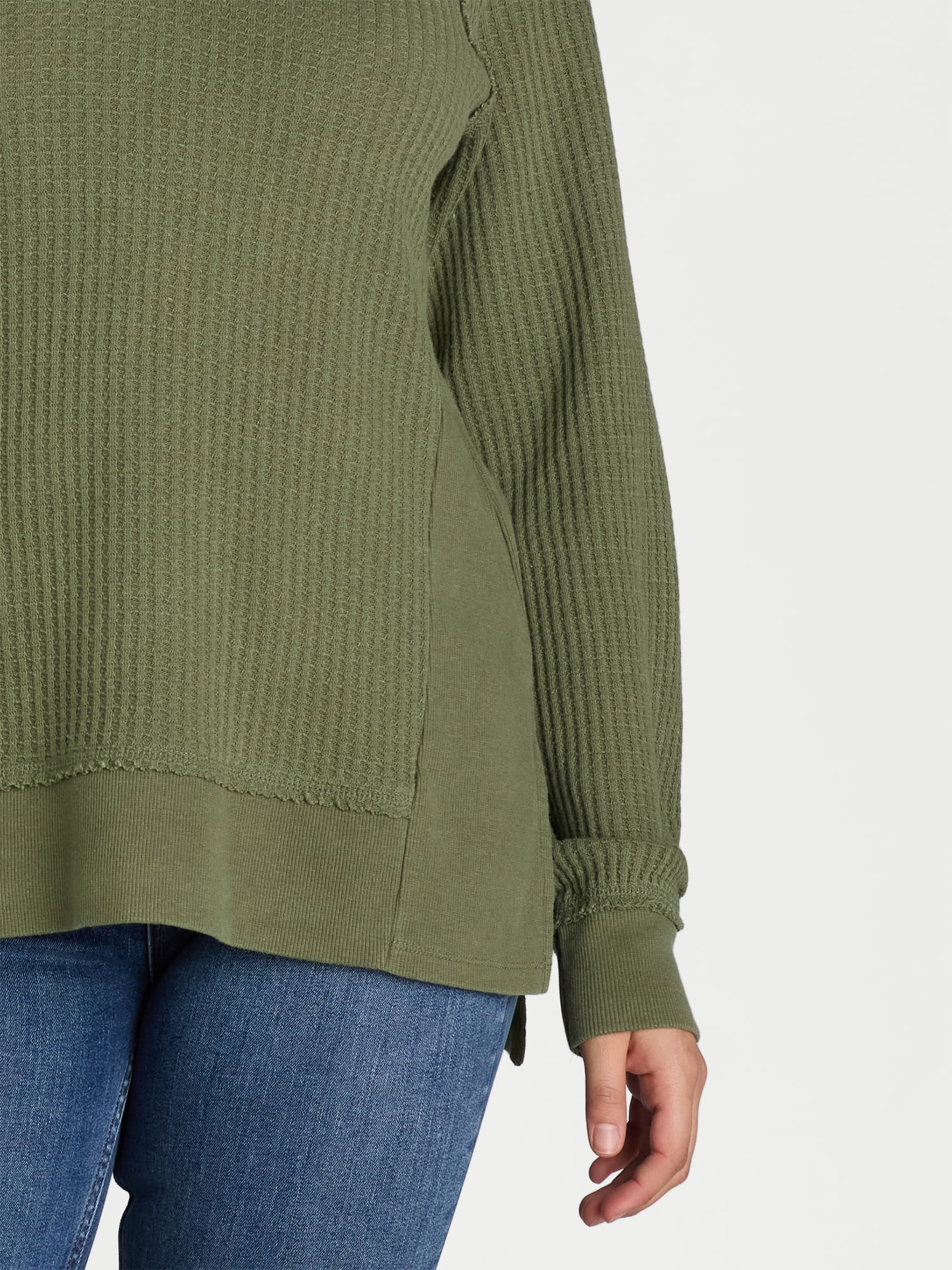Time and Tru Women's Waffle Knit Sweatshirt, Sizes XS-XXXL