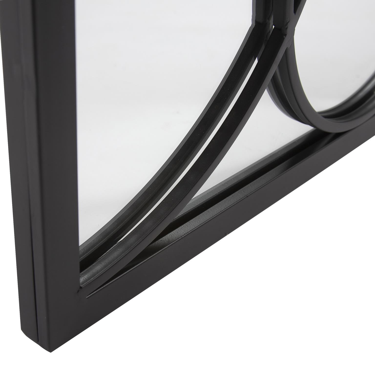 Tyler Dillon Rectangular Metal Framed Black Wall Mirror with Circular Overlays - 47"H x 21"W