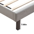 thumbnail image 6 of ASINMAK Queen Size Velvet Platform Bed Frame, Curved Button Tufted Headboard with Nailhead Trim, Wood Slat Support, Gray, 6 of 12