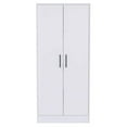 thumbnail image 3 of Atlin Designs Modern 2-Door Wood Armoire with 1 Hidden Drawer in White, 3 of 10