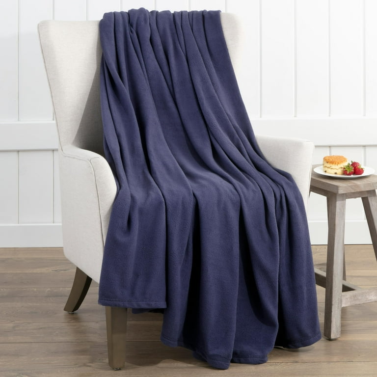 Martex Supersoft Fleece Blanket King Lightweight Warm Cozy All Season Throw 108 x90 Navy Walmart