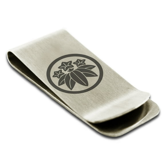 Stainless Steel Ishikawa Samurai Crest Engraved Money Clip Credit Card Holder