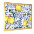 thumbnail image 2 of Designart 'Geometrical Pattern of Lemon Ornament On Blue I' Tropical Framed Art Print, 2 of 4