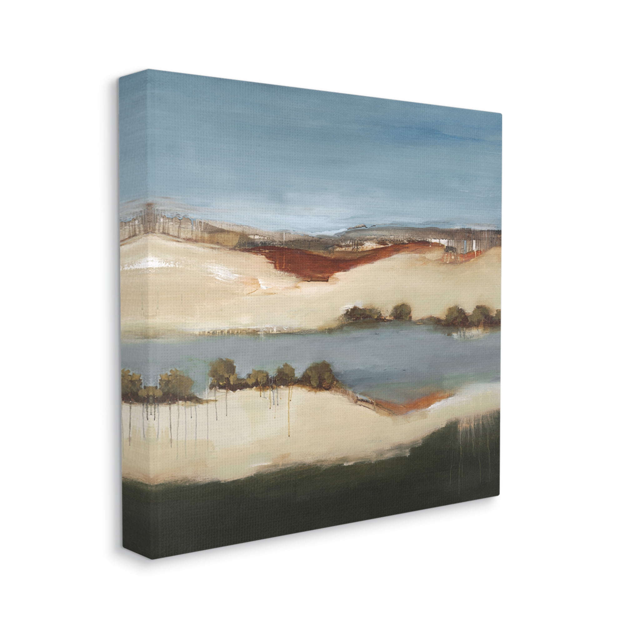 Stupell Industries River Flowing Clear Sky Nature Paint Drip Detail Painting Gallery Wrapped Canvas Print Wall Art, Design by Lisa Ridgers