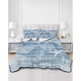 thumbnail image 2 of Quilts Twin Size Bedding Set, Blue Coastal Lightweight Quilted Comforter, Nautical Coral Starfish Shell Seahorse Ocean Soft Reversible Bedspread Coverlet with Pillow Covers for All Season, 68" x 86", 2 of 7
