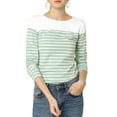 thumbnail image 2 of MODA NOVA Junior's Color Block Long Sleeve Striped T-Shirt Light Green L, 2 of 5