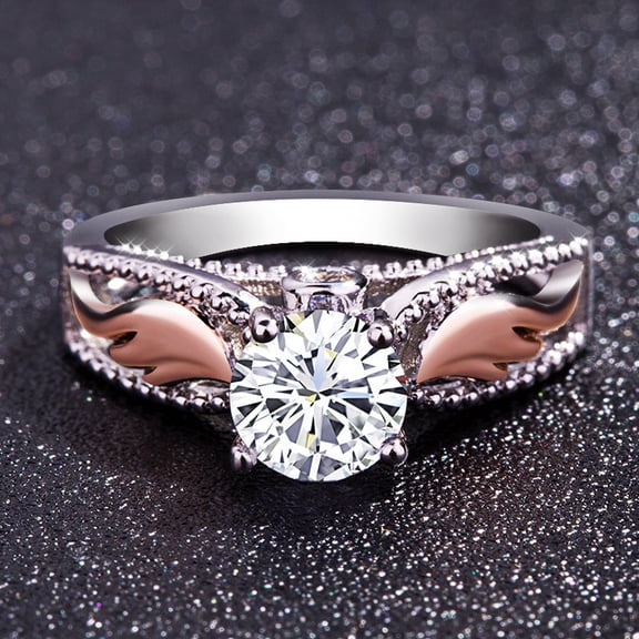 Angel Wings Zircon Gold Ring Copper Jewelry For Ladies Creative European Styles Factory Directly Sales Elegant