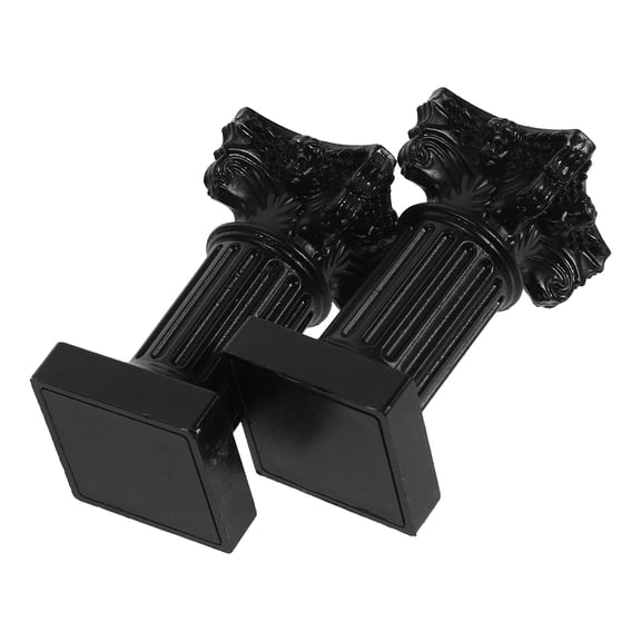 BESTYASH Set of 2 Decorative Black Resin Roman Pillar Candle Holders Stylish Tabletop Candle Stands