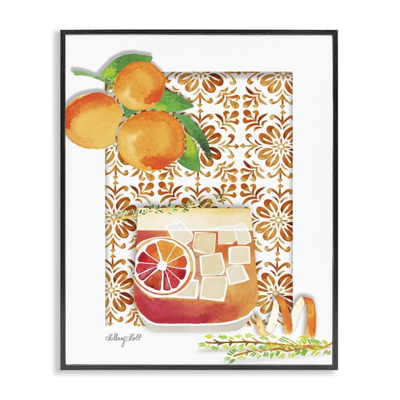 Stupell Industries Southwestern Mediterranean Pattern Negroni Black Framed Giclee Art, 11 x 14, by Hillary Holt