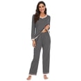 thumbnail image 6 of Xinhuaya Women's Cotton Long-sleeved Pajamas Solid Color Casual Home Service Suit Set, 6 of 10