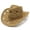 a1rt#-Khaki, variant on Unisex Western Style Straw Cowboy Hat Hollow Out Breathable Design Shapeable Brim Sun Shade for Summer Outdoor Activities Beach and Travel