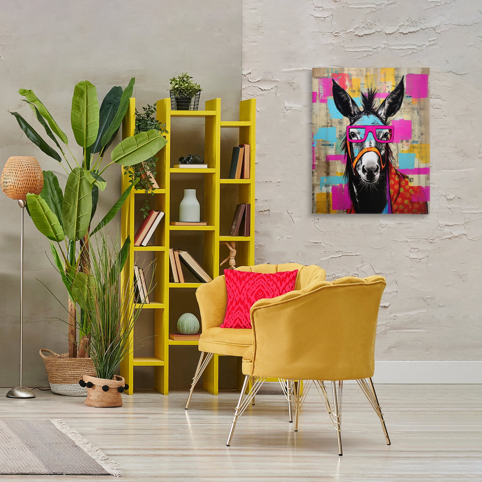 Stupell Industries Quirky Spectacle Donkey Animals Painting Wrapped Canvas Art Print Wall Art, 24 x 30