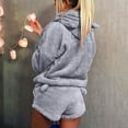 thumbnail image 2 of up to 60% off Gifts Womens Pajama Set Plush Homewear Matching Sets for Women Cozy Fleece Pullover Hoodies Tops and Shorts 2 Piece Outfits Casual Solid Sleepwear Loungewear Set Fall Saving, 2 of 5