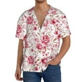 thumbnail image 3 of Vsdgher Rose Flowers Print Men's Wrinkle Free Untucked Cuban Shirt Business Casual Button Down Shirts Short Sleeve Shirt, 3 of 7