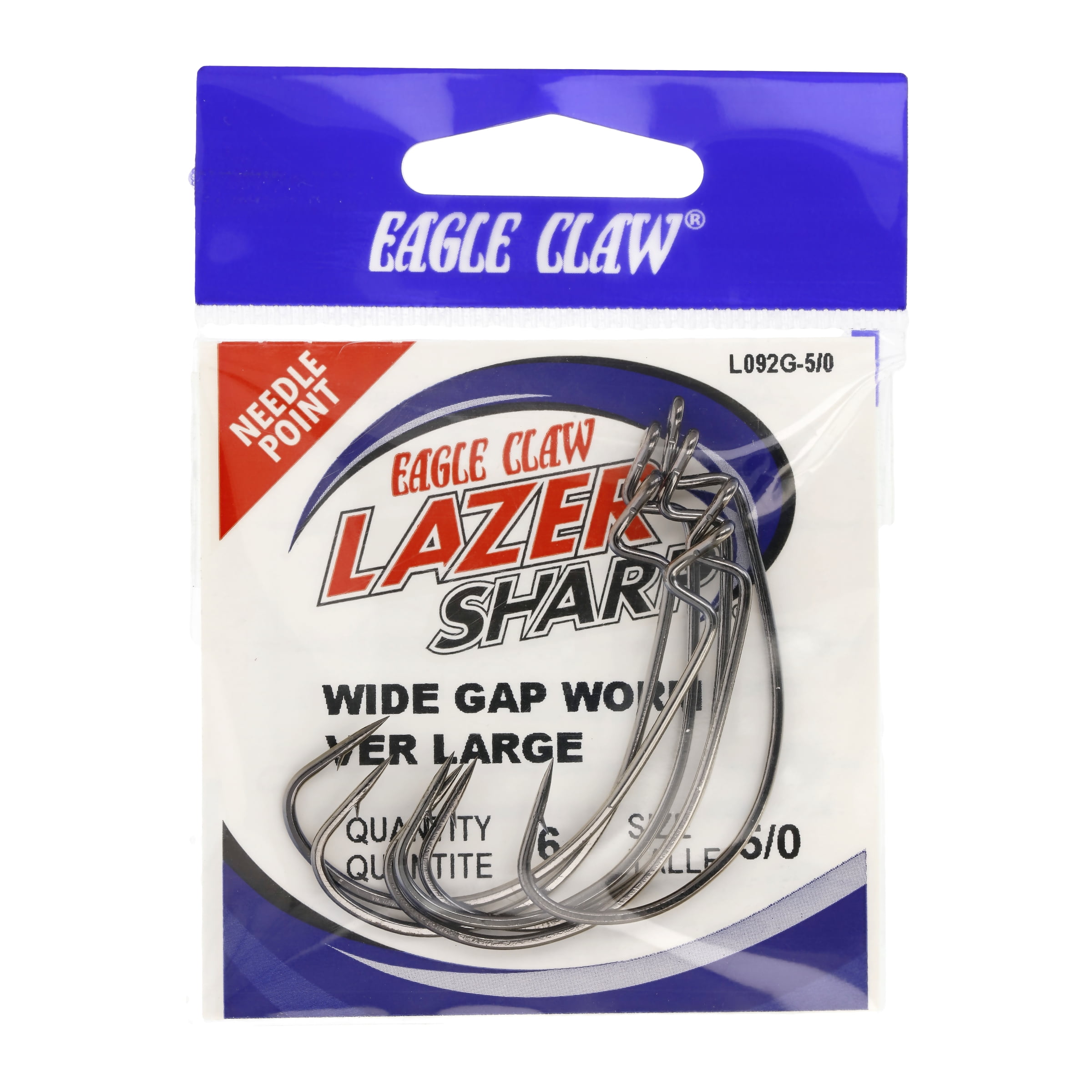 10 EAGLE CLAW LAZER SHARP NEEDLE POINT MAGWORM EWG HOOK L098RG SIZE 2/0 HOOKS 