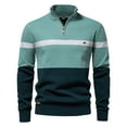 thumbnail image 5 of WAENQINLA Men's Quarter Zip Pullover Slim Fit Lightweight Striped Knit Sweaters Winter Casual Warm Long Sleeve Knitwear Tops Green XL, 5 of 6