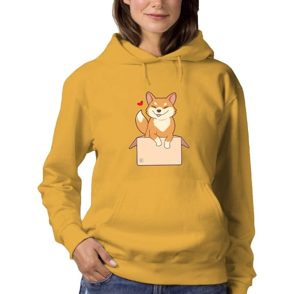 Cute Shiba In Box Hoodie Women -Image by Shutterstock, Female Small