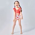 thumbnail image 3 of Shadoumai Girls One Piece Swimsuit Size 5-6 Cutout Waist Tankini Set Lightweight Color Block Bathing Suit for Girls with Mesh Cover Ups Summer Girl's Swimwear, 3 of 8